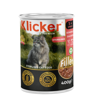 Klicker Kısırlaştırılmış Yetişkin Kediler için Somonlu Fillet In Viscous Tam Yaş Mama