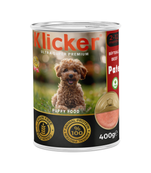 Klicker Yavru Köpekler için Biftekli Pate Tam Yaş Mama