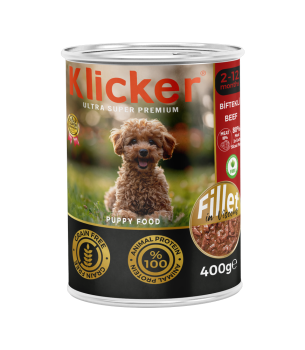 Klicker Yavru Köpekler için Biftekli Fillet In Viscous Tam Yaş Mama