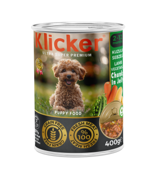 Klicker Yavru Köpekler için Kuzulu Sebzeli Fillet In Gravy Tam Yaş Mama