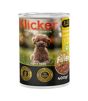 Klicker Yavru Köpekler için Tavuklu Fillet In Viscous Tam Yaş Mama